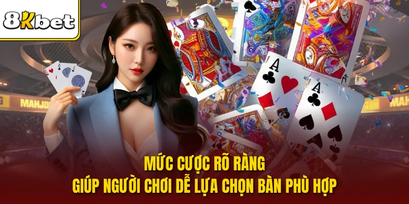 Mức cược rõ ràng giúp người chơi dễ lựa chọn bàn phù hợp